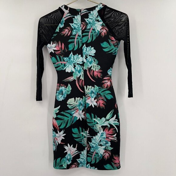 Guess Los Angeles Women's Black Tropical Palm Leaf Bodycon Mini Dress XS - Picture 4 of 9